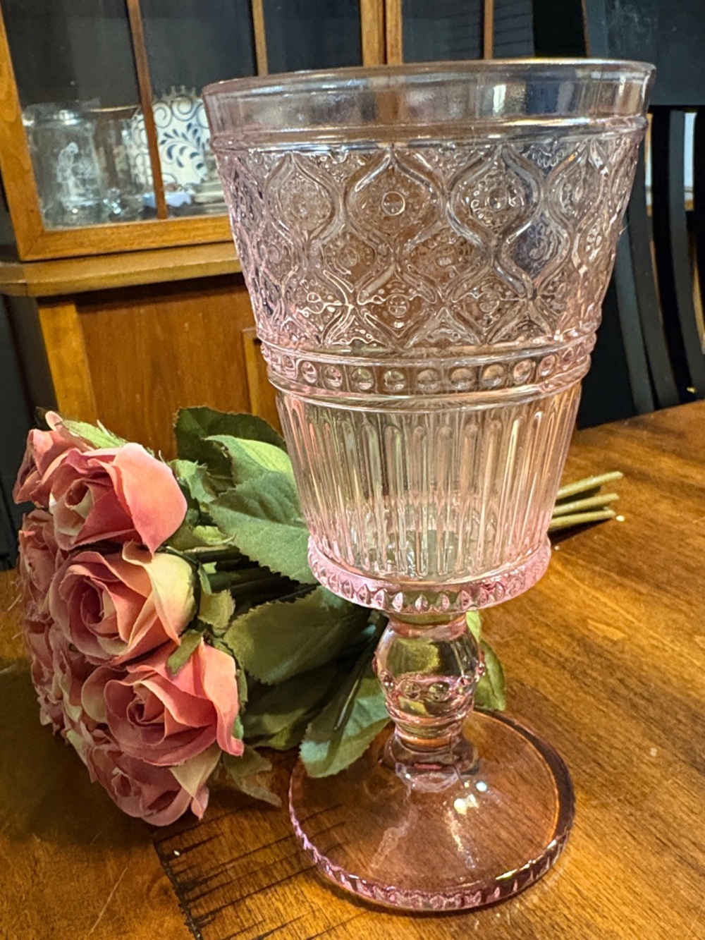 Godinger Vintage-Style Pink Claro Glass Goblet